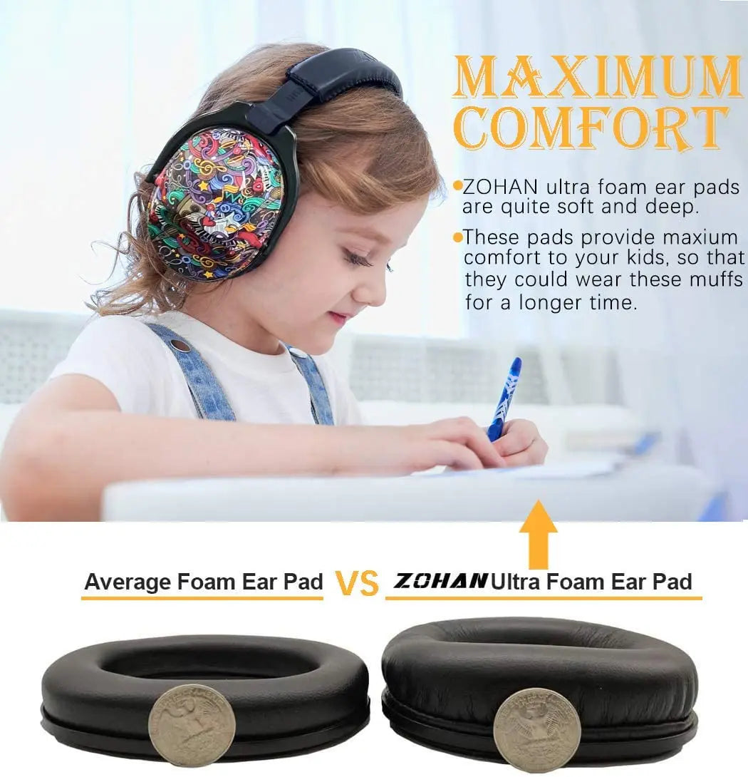 ZOHAN Toddler Defenders Hearing Protection Cartoon Kid Safety Ear Muffs Noise Reduction for Childrens Earmuffs Adjustable