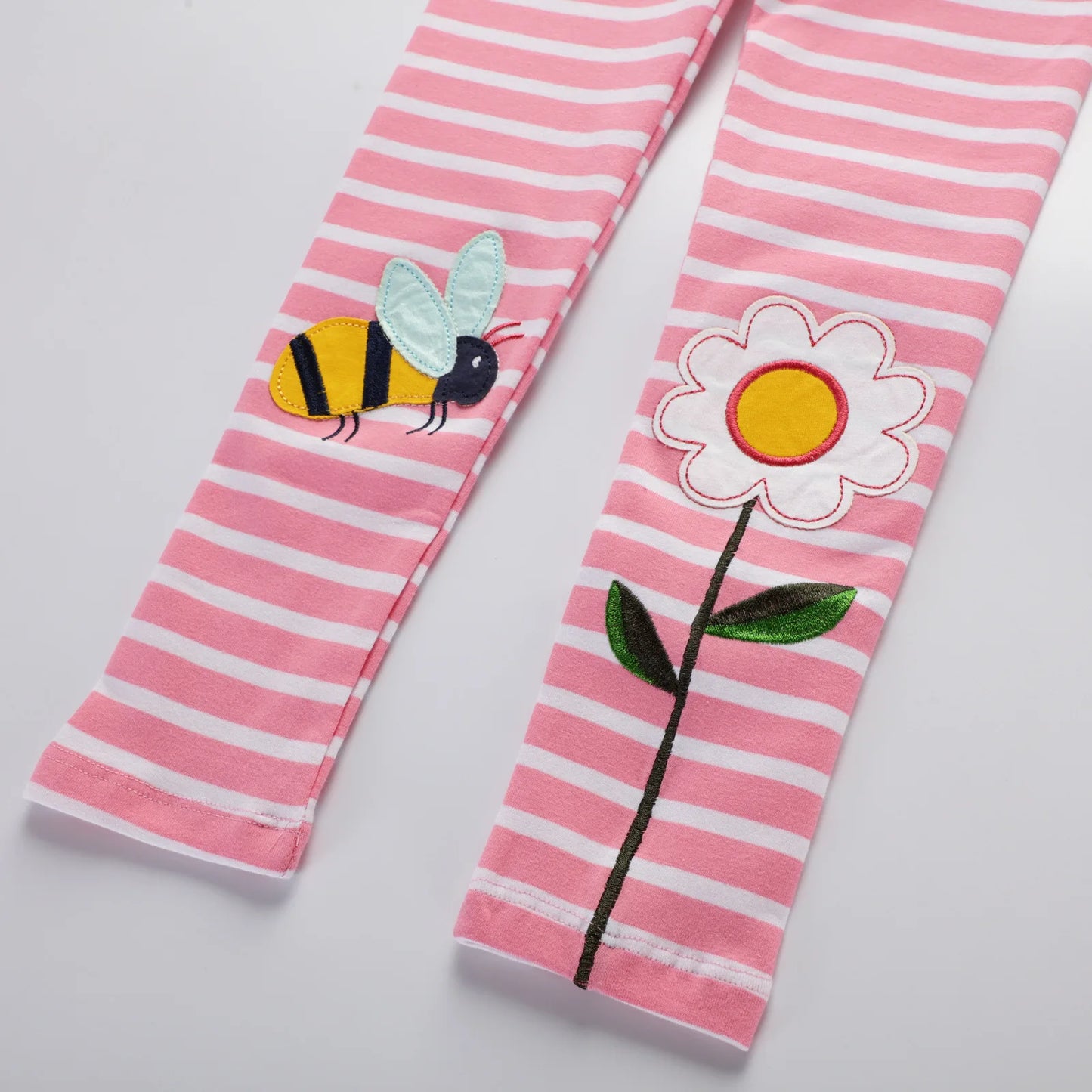 Lovely Bee and Flower Cotton Kids Leggings