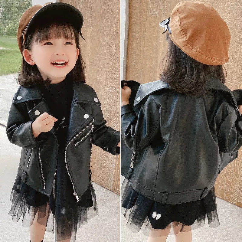 Baby and Girls Faux Leather Motorcycle Jacket