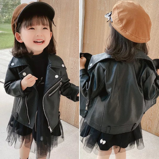 Baby and Girls Faux Leather Motorcycle Jacket