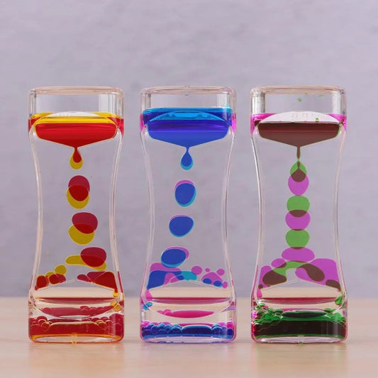 Liquid Timer visual sensory toy autism sedation special Liquid Oil Floating Visual Glass Timer Hourglasses needs Motion S3W2