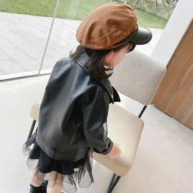 Baby and Girls Faux Leather Motorcycle Jacket