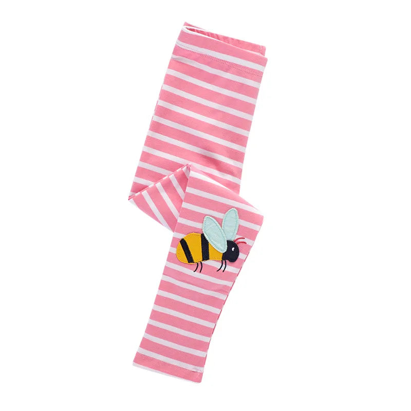 Lovely Bee and Flower Cotton Kids Leggings