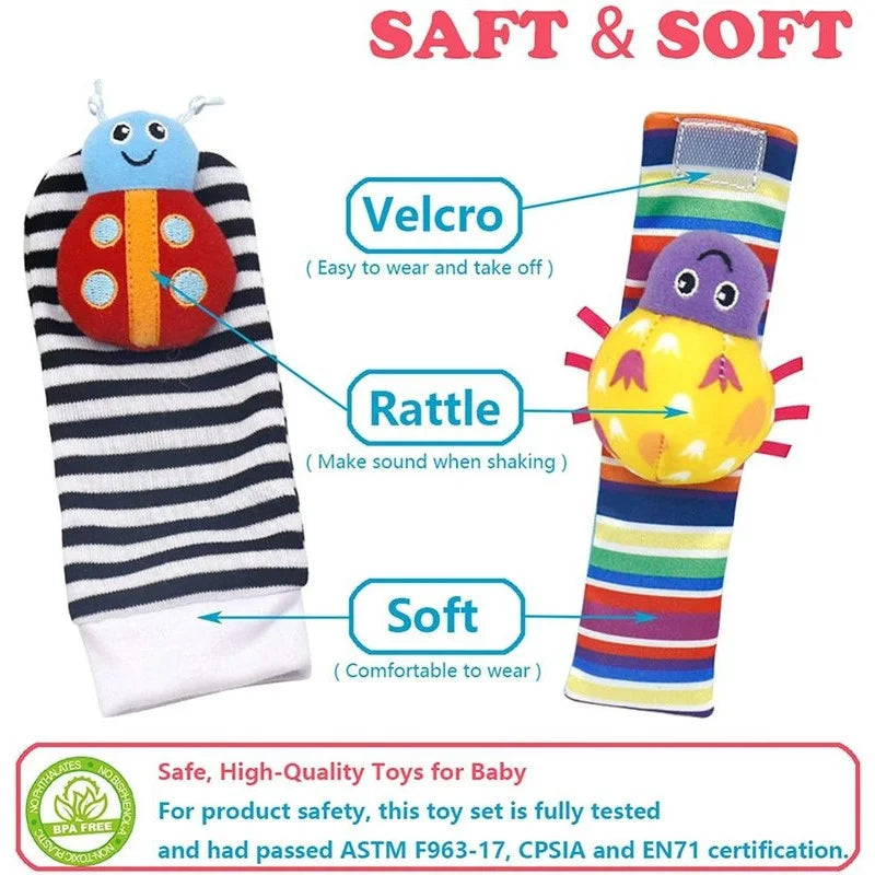 0~24 Months Soft Foot and Wrist Baby Rattles set