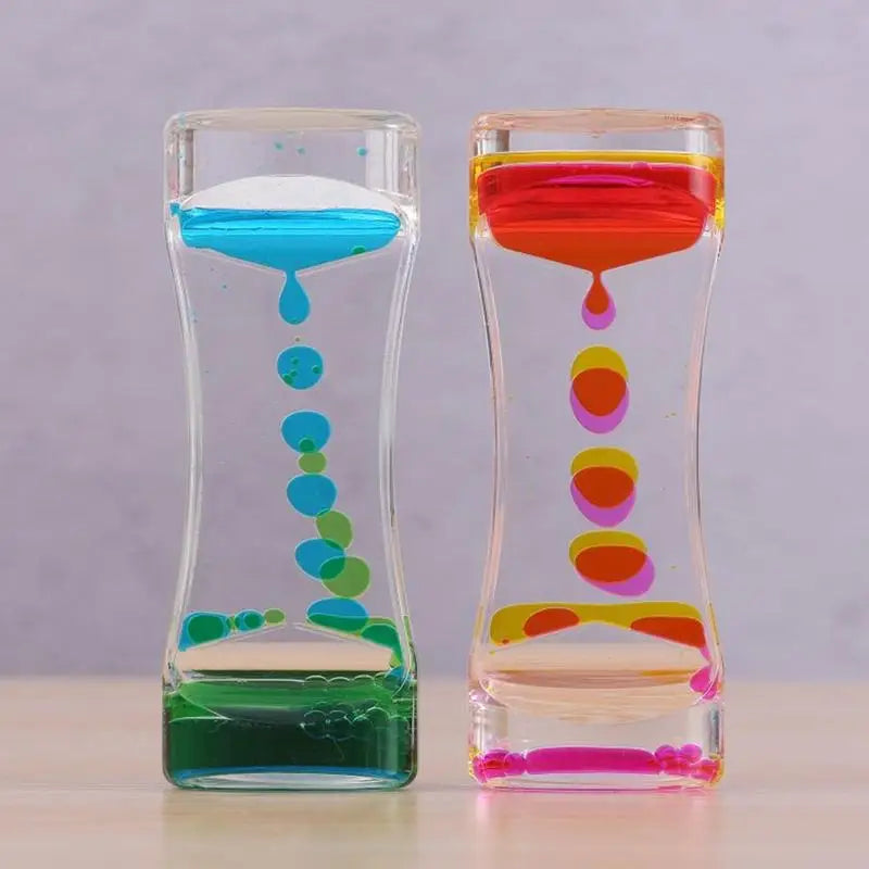 Liquid Timer visual sensory toy autism sedation special Liquid Oil Floating Visual Glass Timer Hourglasses needs Motion S3W2