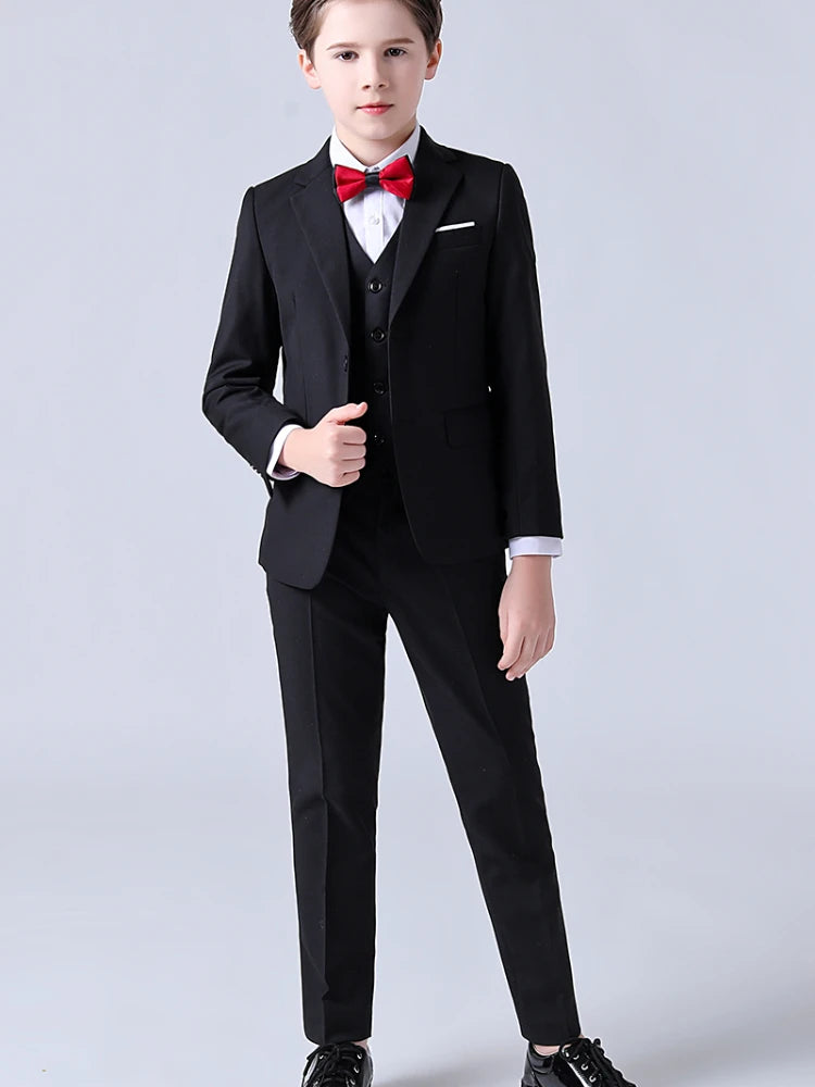 Flower Boy Wedding Party Boys Performance Costume Spring Autumn Formal Childrens Dress Suit Kids Blazer Vest Pants Clothes Set