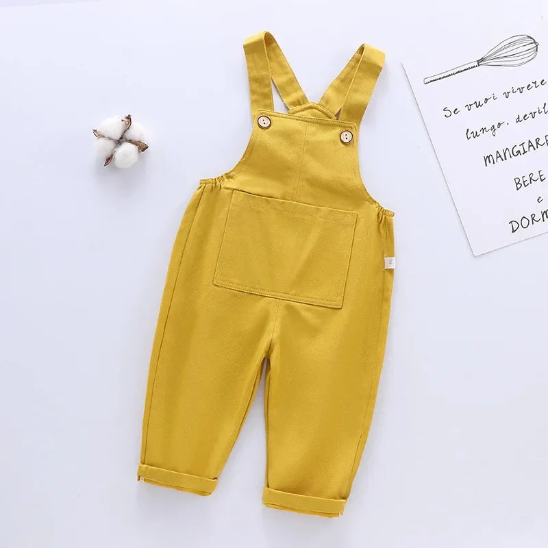 Solid Cotton Kids Overalls