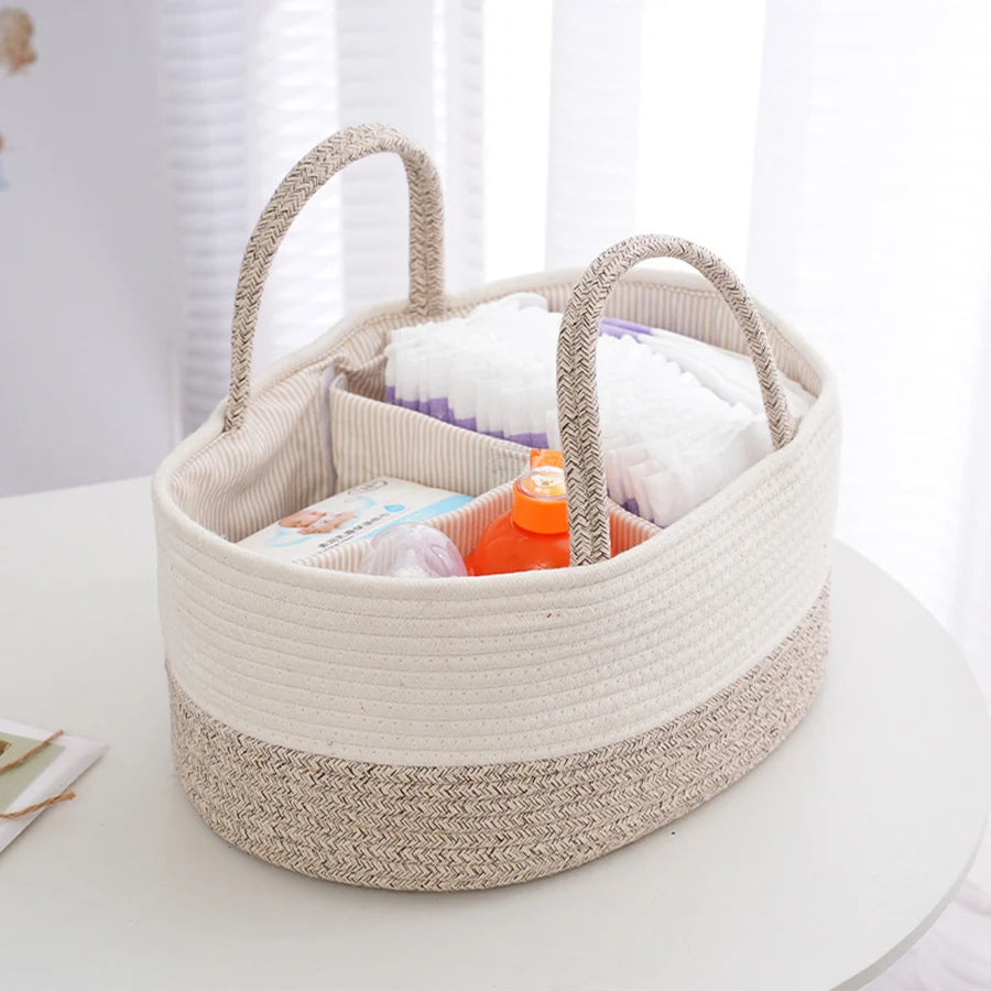 Multifunctional Travel Out Portable Mommy Bag Cotton Rope Diaper Bag Diaper Storage Bag Baby Diaper Storage Basket