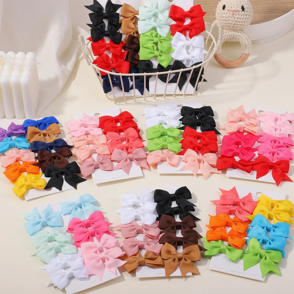 10Pcs/lot Kids/Baby Solid Color Hair Ribbon Bows