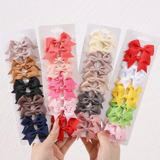 10Pcs/lot Kids/Baby Solid Color Hair Ribbon Bows