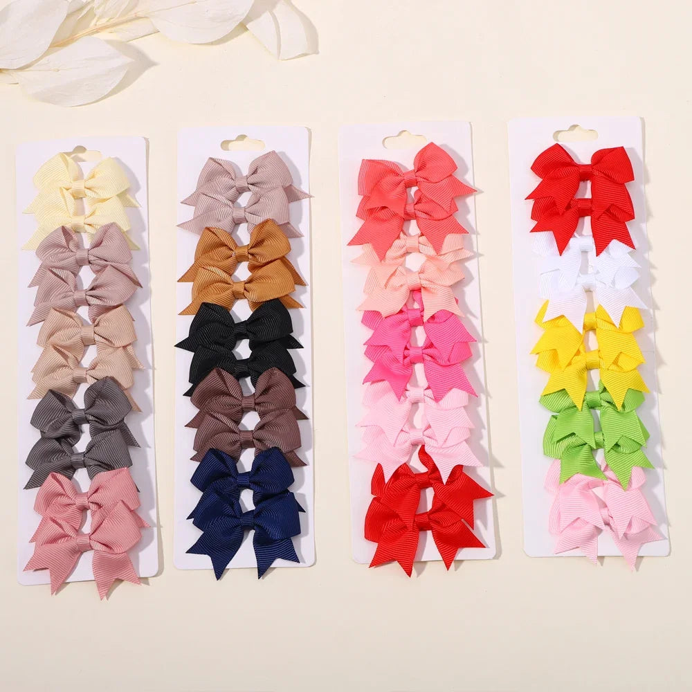 10Pcs/lot Kids/Baby Solid Color Hair Ribbon Bows