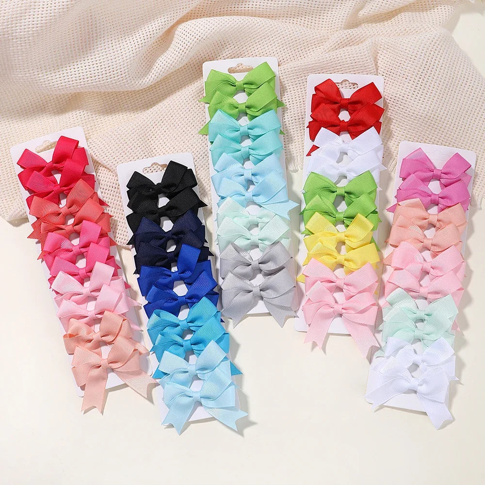 10Pcs/lot Kids/Baby Solid Color Hair Ribbon Bows