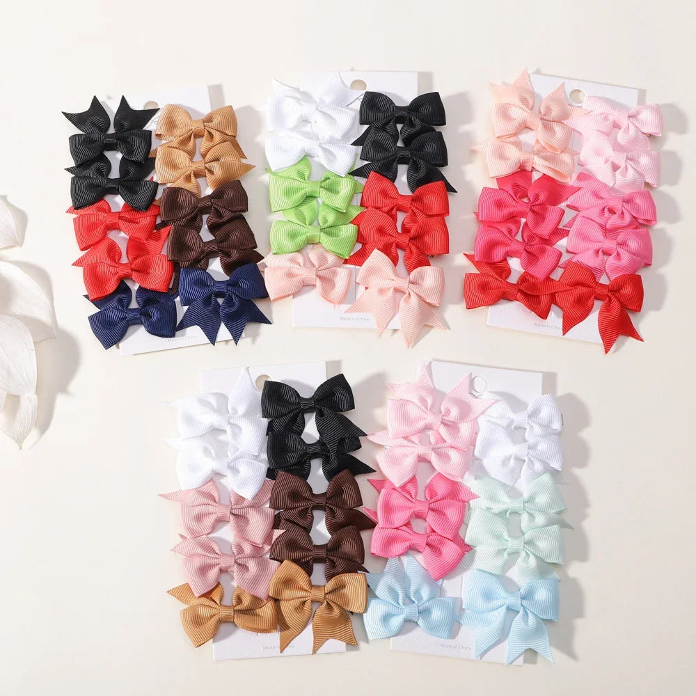 10Pcs/lot Kids/Baby Solid Color Hair Ribbon Bows