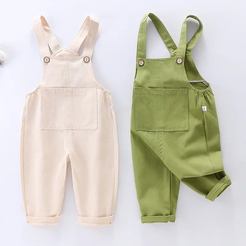 Solid Cotton Kids Overalls