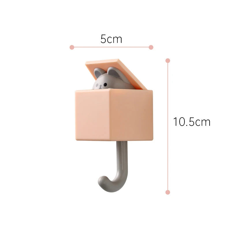 Cartoon Cat Hook Self Adhesive Dormitory Bedroom Door Hangers Hooks Key Umbrella Towel Cap Coat Rack Wall Animal Decoration Rack