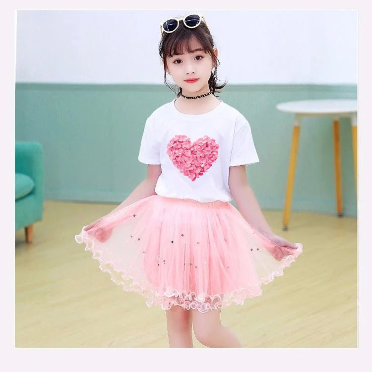 Cute Cat T-Shirt & Tutu Skirt Set