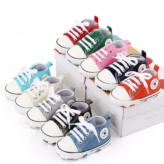 Canvas Sneakers Baby Boys Girls Shoes First Walkers Infant Toddler Anti-Slip Soft Sole Classical Newborn Baby Shoes 0-18 Month