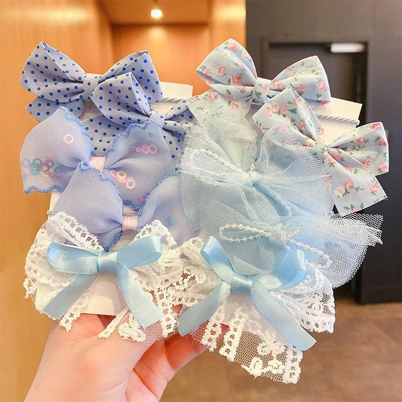 10Pcs/Set Big Bow Flower Elastic Hair Bands