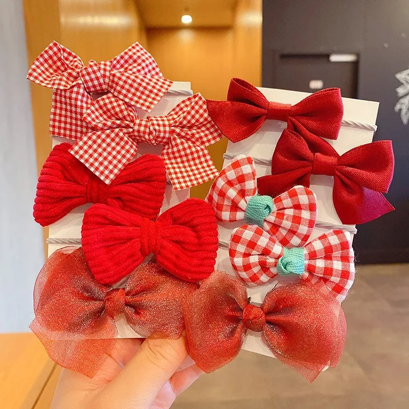 10Pcs/Set Big Bow Flower Elastic Hair Bands