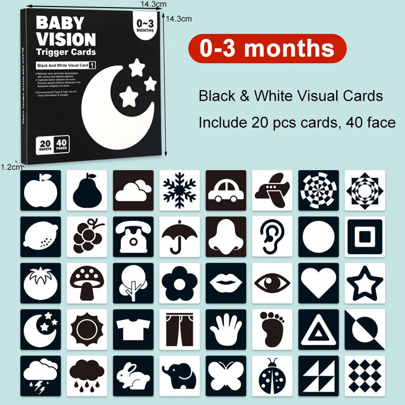 Baby Visual Stimulation Cards Montessori High Contrast Flash Card Infant Gift For Children Cognition Toy