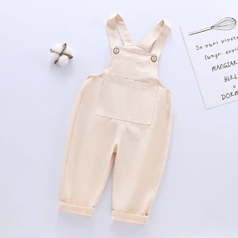 Solid Cotton Kids Overalls