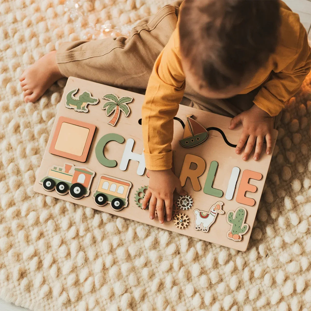 Montessori Busy Board,Personalized Puzzle,Sensory Activity, Wooden Toys, Baby Boys Girls Gift ,First Easter Unique Birthday Gift