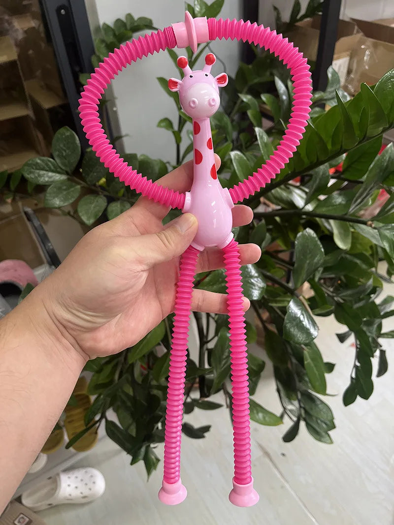 Children Suction Cup Giraffe Toys  Relief Telescopic Giraffe Toy Sensory Bellows Toys Anti-stress Squeeze Toy Toy  Kawaii