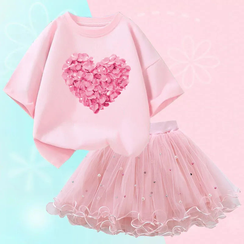 Cute Cat T-Shirt & Tutu Skirt Set