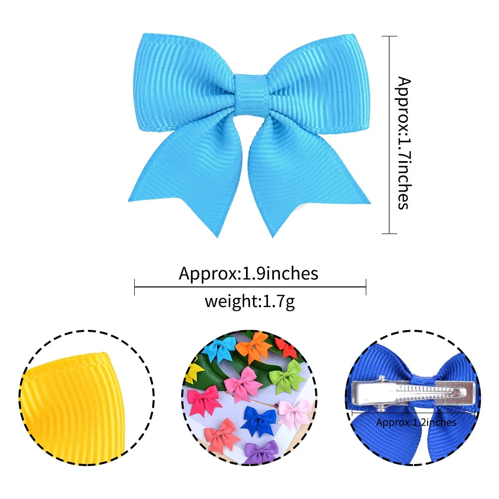 10Pcs/lot Kids/Baby Solid Color Hair Ribbon Bows