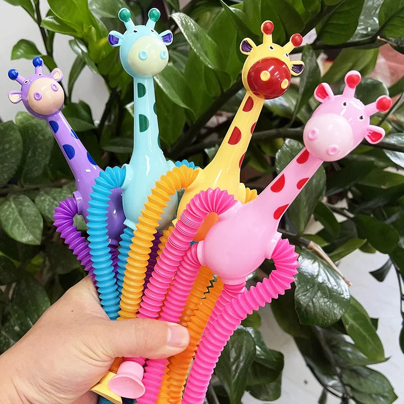 Children Suction Cup Giraffe Toys  Relief Telescopic Giraffe Toy Sensory Bellows Toys Anti-stress Squeeze Toy Toy  Kawaii