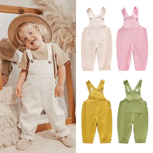 Solid Cotton Kids Overalls