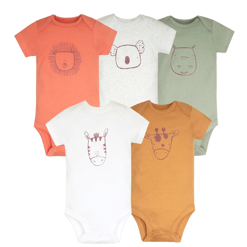 5pcs Baby Bodysuit Set - Cotton Infant Jumpsuits