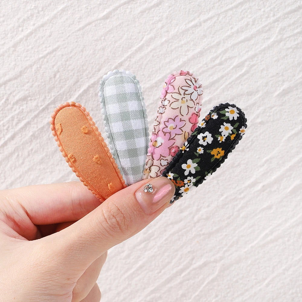 10Pcs Fabric Plaid Hair Clips for Kids