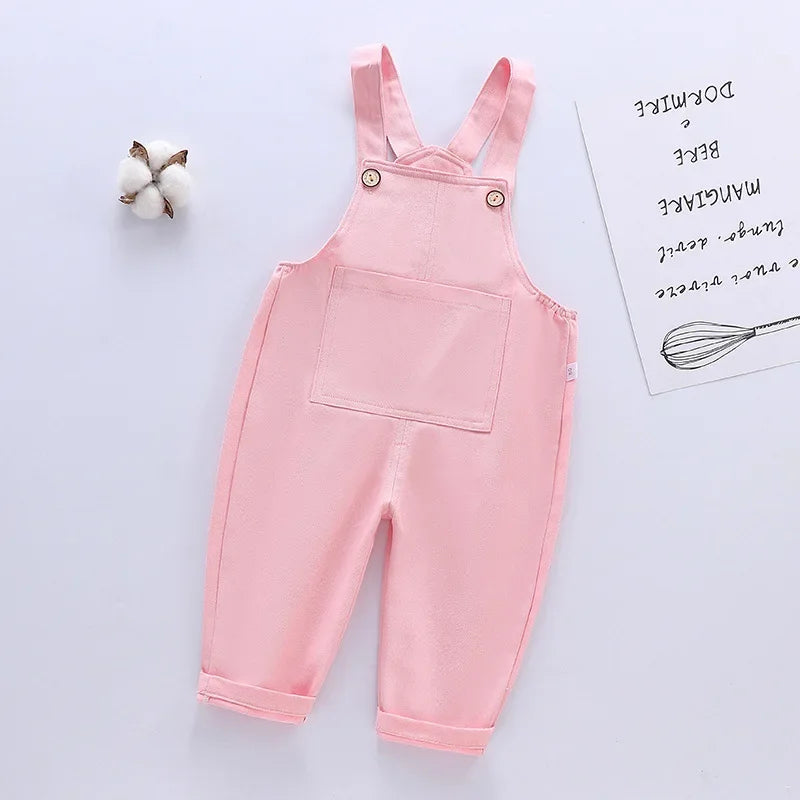 Solid Cotton Kids Overalls