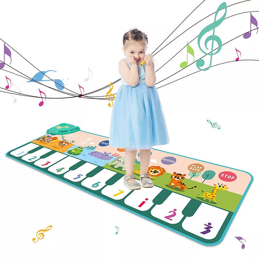 Coolplay 110x36cm Musical Piano Mat for Kids Toddlers Floor Keyboard Dance Mat with 8 Animal Sounds Baby Mat Educational Toys