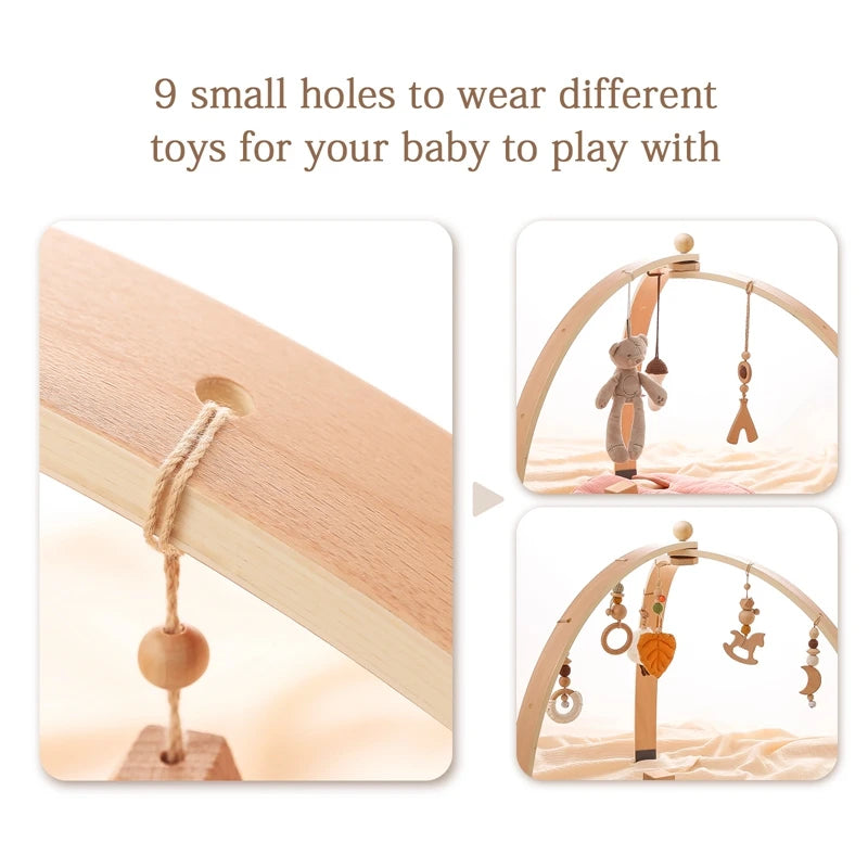 Baby Wooden Play Gym Mobile Hanging Sensory Toys Triangular Activity Gym Baby Room Decorations Suspension Bracket Toy Rattles