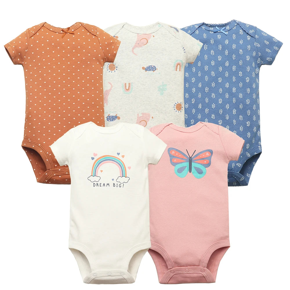 5pcs Baby Bodysuit Set - Cotton Infant Jumpsuits