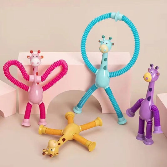 Children Suction Cup Giraffe Toys  Relief Telescopic Giraffe Toy Sensory Bellows Toys Anti-stress Squeeze Toy Toy  Kawaii