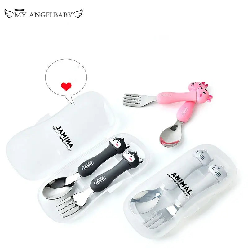 Tableware Cartoon Kids Spoon and Fork Set Dessert Spoon for Children Fork Baby Gadgets Feedkid Children's Cutlery for Kids