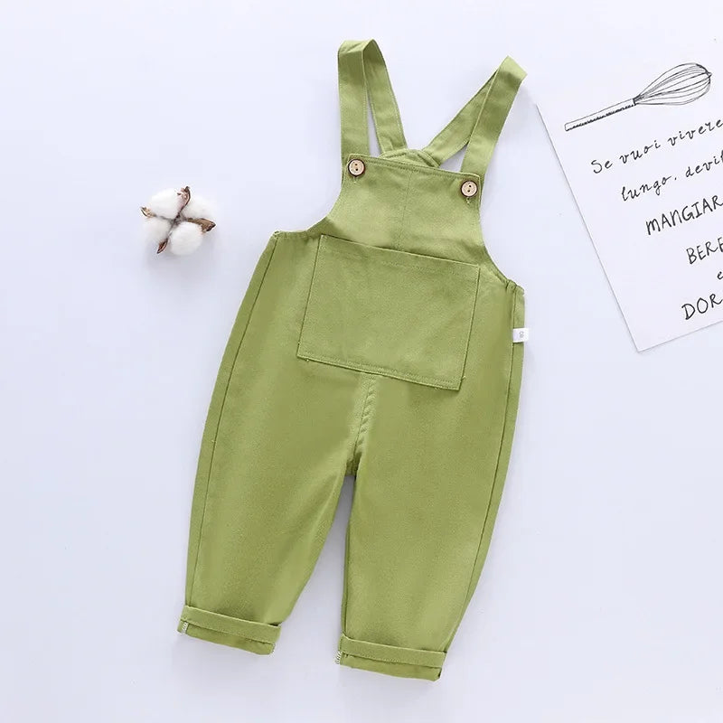 Solid Cotton Kids Overalls