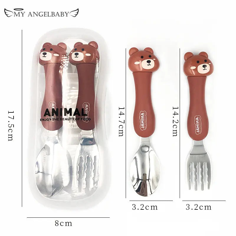 Tableware Cartoon Kids Spoon and Fork Set Dessert Spoon for Children Fork Baby Gadgets Feedkid Children's Cutlery for Kids