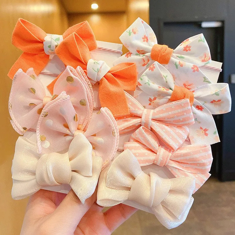 10Pcs/Set Big Bow Flower Elastic Hair Bands