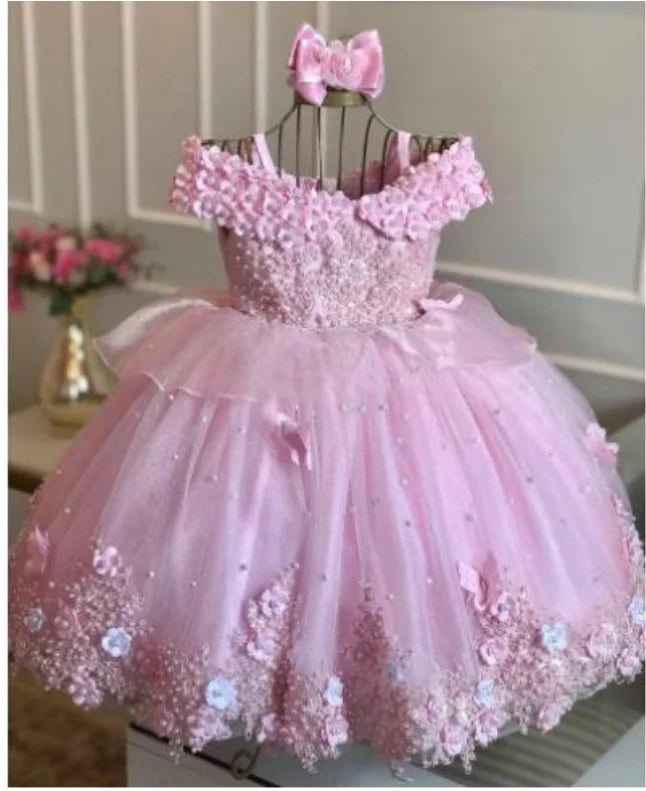 Flower Girl Dresses Lace Tulle Beading Appliqued Pageant For Girls First Communion Dresses Kids Prom Dresses