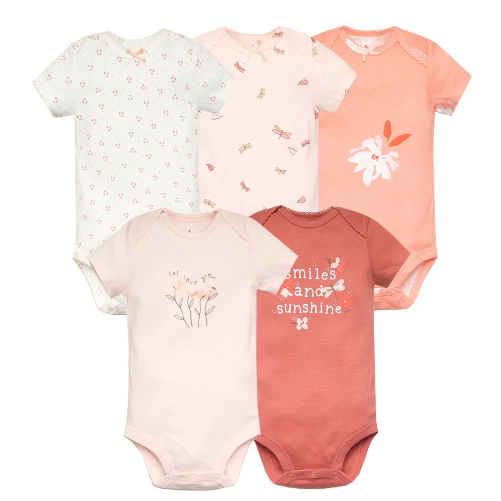 5pcs Baby Bodysuit Set - Cotton Infant Jumpsuits