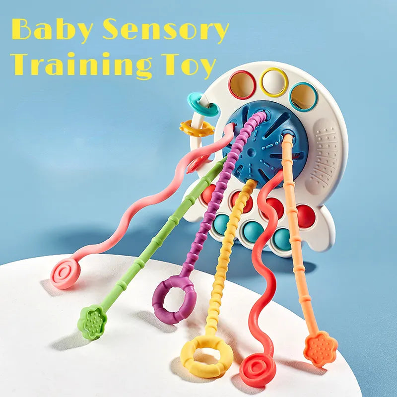 Baby Montessori Sensory Development Educational Toys Pull String Finger Grasp Training Early Learning Toy Teething BPA Free 1-3Y